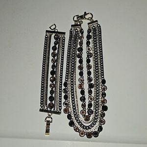 Purple,  Black & Gold necklace & bracelet set